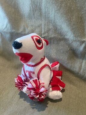 Cheerleader Bullseye Target Red and White Cheerleader Plush Dog Mascot